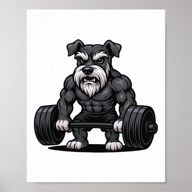 Poster Schnauzer Weising Bodybuilder Workout Gym Do (Frente)