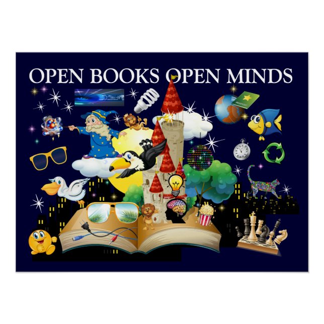 Pôster School Open Books Glossy Poster (Frente)