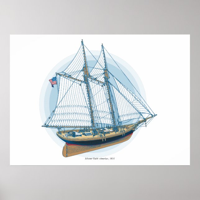 Poster Schooner Yacht "America", 1851 (Frente)