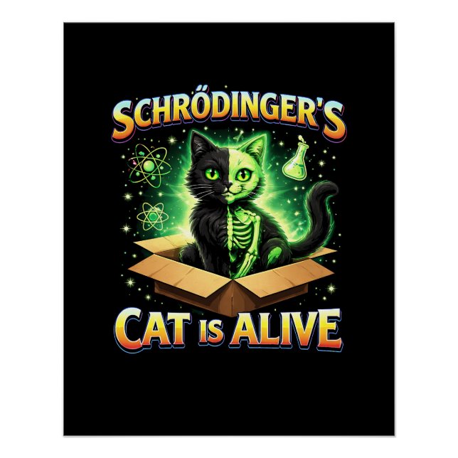 Pôster Schrödinger’s Curious Cat (Frente)