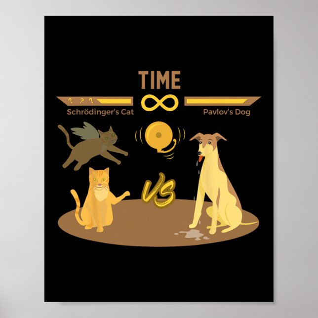 Poster Schrodinger's Cat Vs. Pavlov's Dog Funny Video Gam (Frente)
