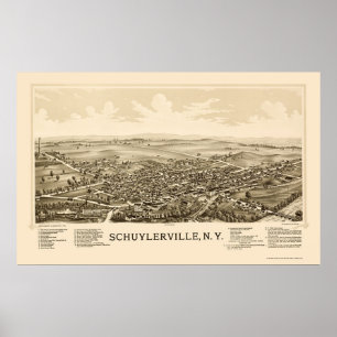 Poster Schuylerville, NY Panorâmica Map - 1889
