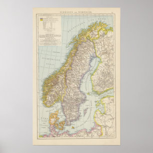Pôster Schweden, Norueguês - Suecia e Mapa da Noruega