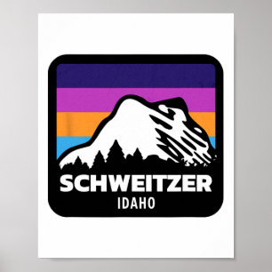 Poster Schweitzer Mountain Idaho Skiing Snowboard Fami