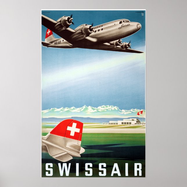 Poster "Schweiz: 1948 - SWISSAIR Werbe Reise ... (Frente)