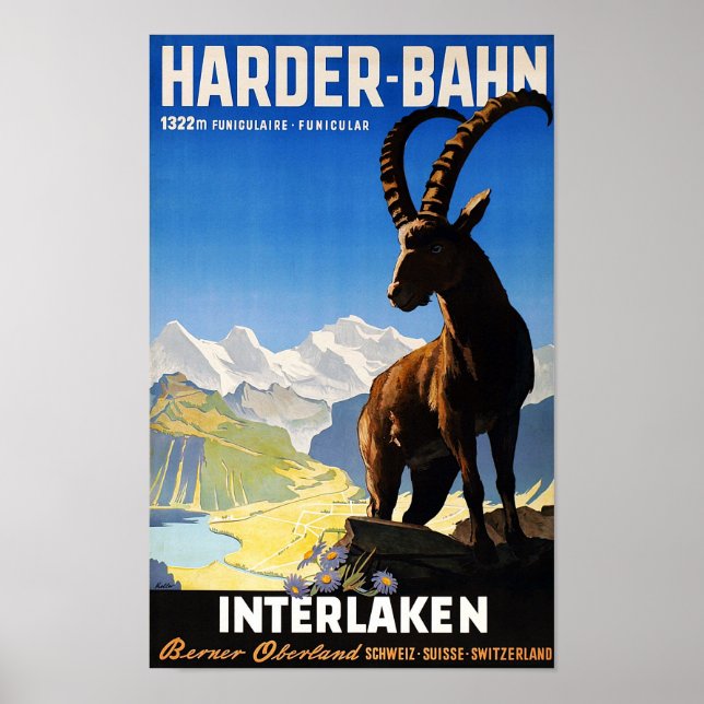 Poster " Schweiz: 2022/heute Interlaken - Harder Bahn ... (Frente)