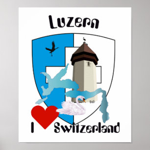 Pôster Schweiz, Suisse, Svizzera, Svizra, Switzerland