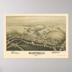 Pôster Schwenksville, mapa panorâmico do PA - 1894