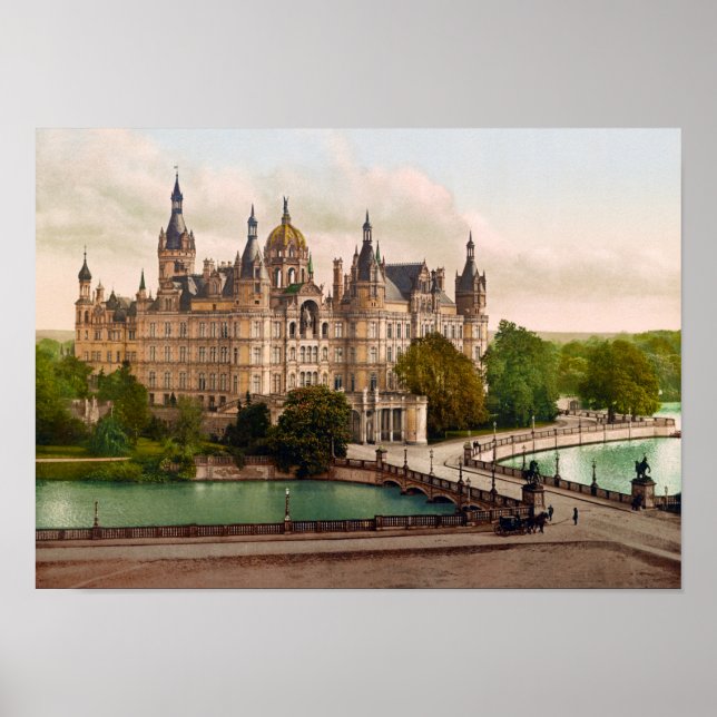 Poster Schwerin Castle Alemanha - Fotografia 1900 (Frente)