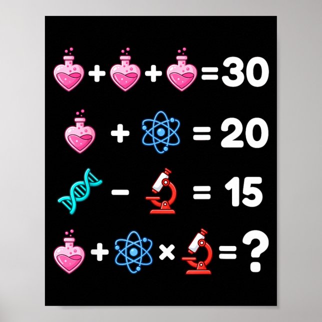 Poster Science Math Riddle Valentine Chemistry Biology Lo (Frente)