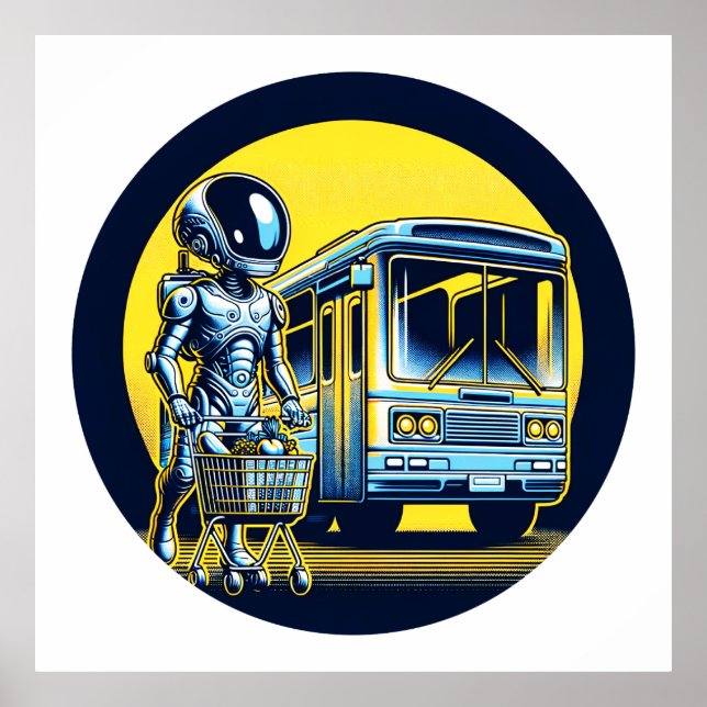 Poster SciFi no Daily Life Sticker - Alienígena e robô en (Frente)