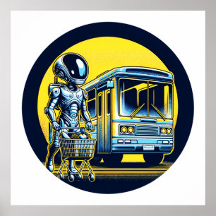 Poster SciFi no dia a dia - Alienígena engraçada e Design