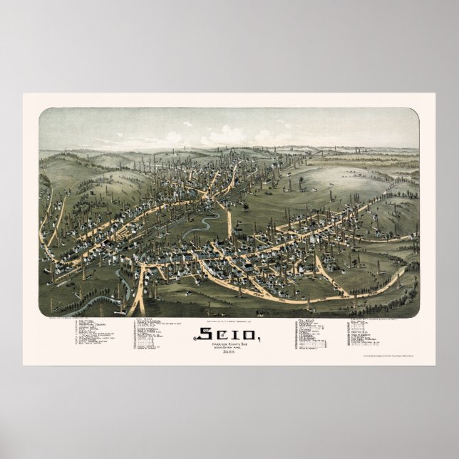 Poster Scio, Mapa Panorâmico do OH - 1899b (Frente)