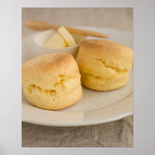 Pôster Scone liso com manteiga na placa
