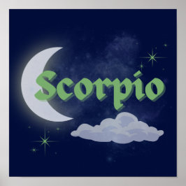 Poster Scorpio Celestial Moon Stars Astrologia Arte