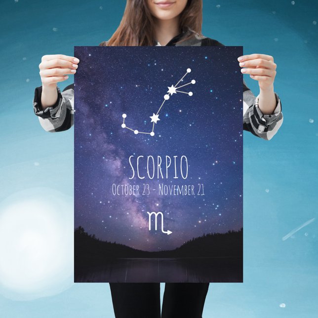 Poster Scorpio | Constelação Zodiac Personalizada (Criador carregado)
