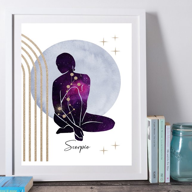 Poster Scorpio Feminina Roxo-Dourado Design (Criador carregado)