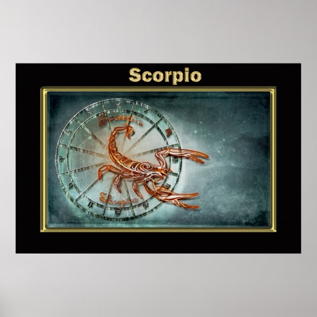 Pôster Scorpio Zodiac Astrology design (Frente)