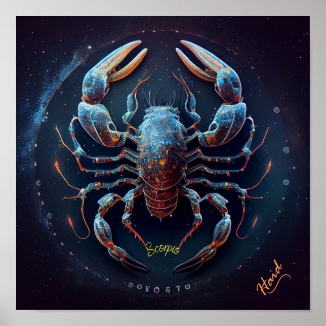 Poster Scorpio Zodiac Sinal - AI (Frente)