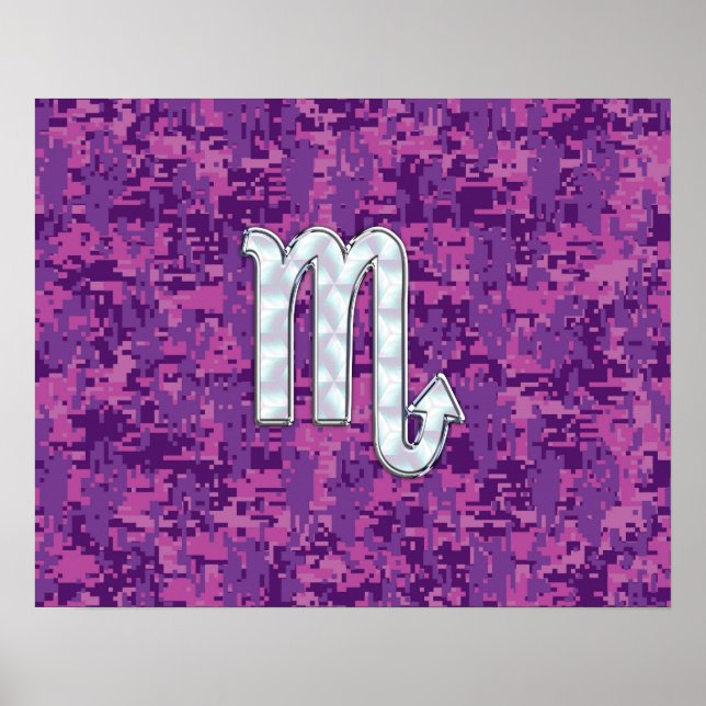 Poster Scorpio Zodiac Symbol on Pink Digital Camo (Frente)