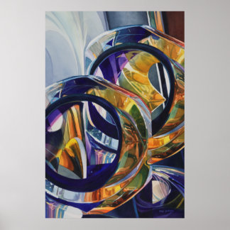 Poster "Scotch on the Rocks" Art Glass Watercolor