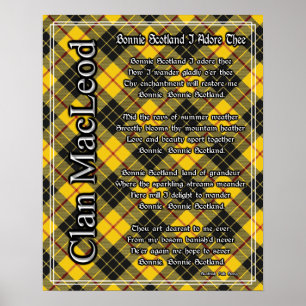Pôster Scotland Bonnie eu Adore o Tartan de MacLeod do