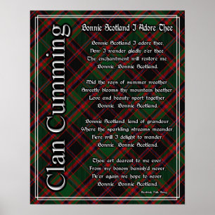 Pôster Scotland Bonnie eu Adore o Tartan do Cumming do