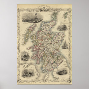 Pôster Scotland com o mapa inserir das ilhas de Shetland
