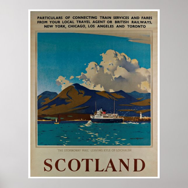 Poster Scotland Kyle of Lochalsh Viagens vintage (Frente)