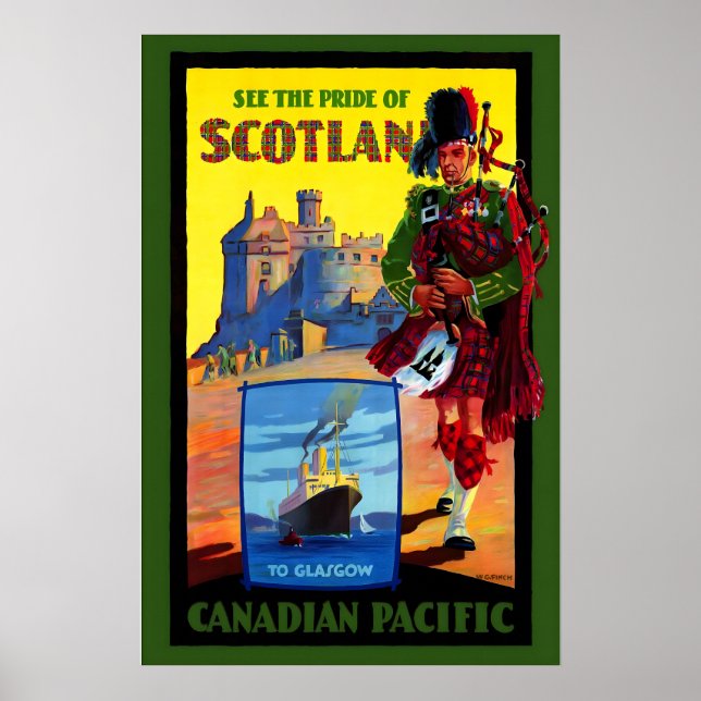 Poster Scotland Scotsman Pipe Player Celtic Edinburgh (Frente)
