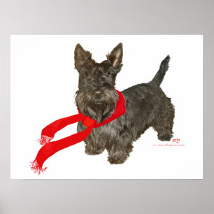 Poster Scottie de Inverno com Cachecol Wam