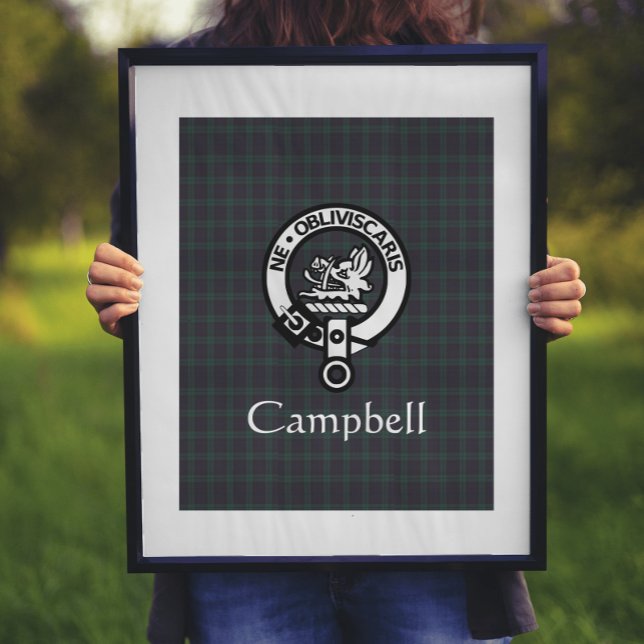 Poster Scottish Campbell Crest Crachá & Tartan (Criador carregado)