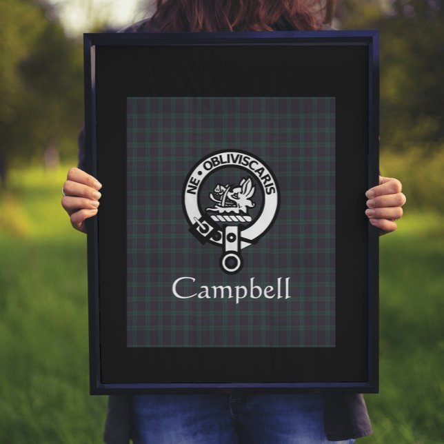 Poster Scottish Campbell Crest Crachá & Tartan (Criador carregado)