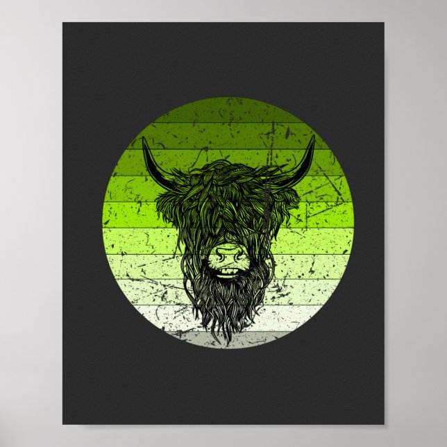 Poster Scottish Highland Cattle Retro (Frente)