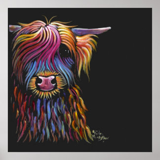 Poster Scottish Highland Cow ' FLoWER Pote ' por Shirley