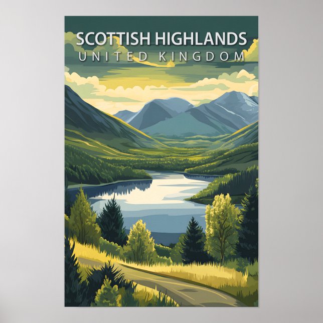 Poster Scottish Highlands United Kingdom Viagem (Frente)