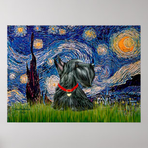 Pôster Scottish Terrier 12c - Starry Night
