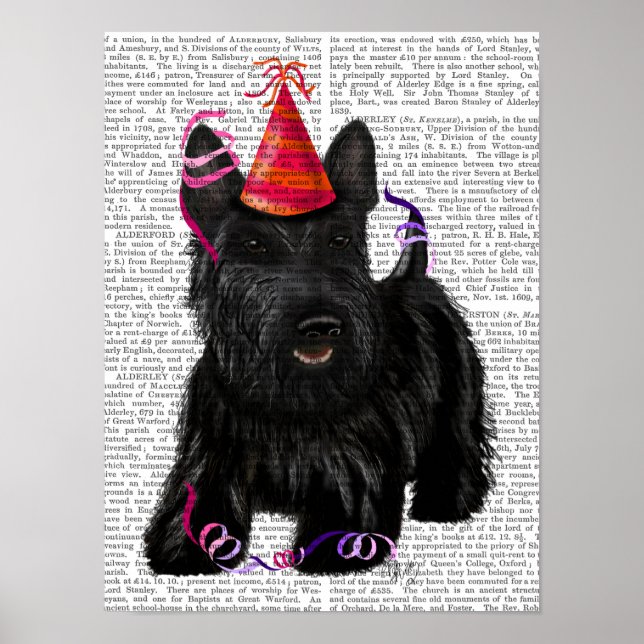 Poster Scottish Terrier e Party Hat (Frente)