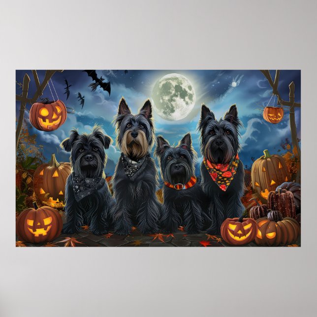 Poster Scottish Terrier Halloween Spooky (Frente)
