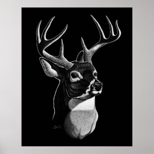 Pôster Scratchboard-estilo principal dos cervos