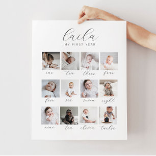 Poster Script 1st Year 12 Photo Collage with Months