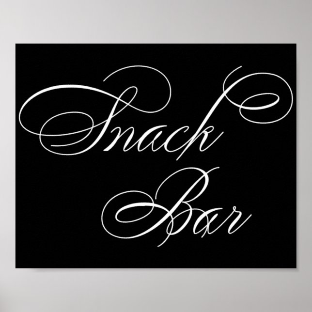 Poster Script Branco do Bar Snack Elegante | Mesa horizon (Frente)