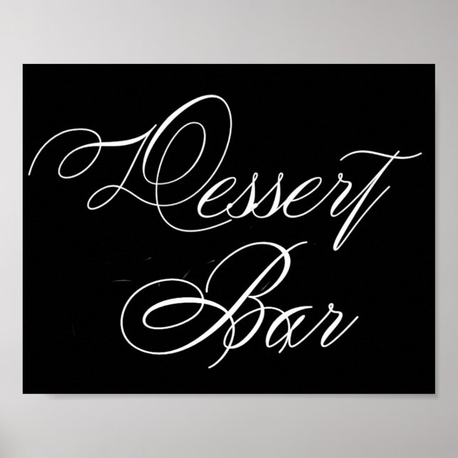 Poster Script branco Elegante do Bar do Dessert | Sinal h (Frente)