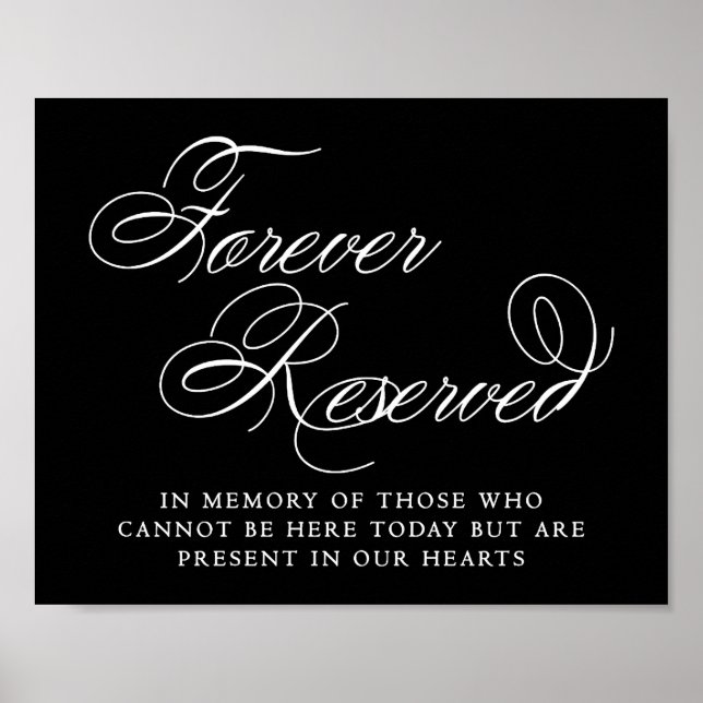 Poster Script Branco Reservado para o Elegante Forever |  (Frente)