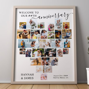 Poster Script de Aniversário de Casamento Coração Colagem