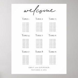 Poster Script de Boas-vindas do Plano de Seating do Casam