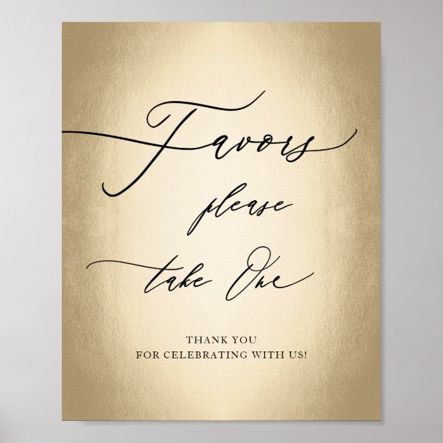 Poster Script de Caligrafia Moderna Favorece Dourado Sina (Frente)