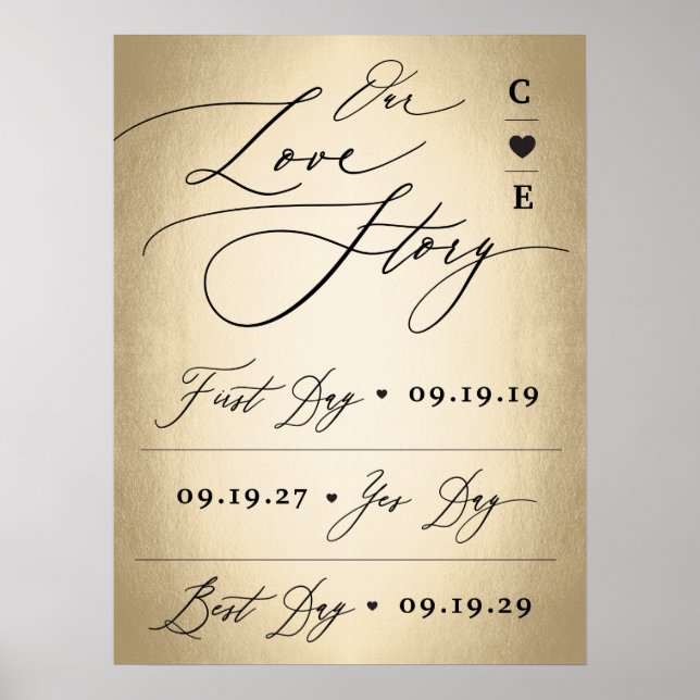 Poster Script De Caligrafia No Sinal De Casamento Da Hist (Frente)