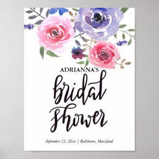 Pôster Script de Chá de panela de Bunch Floral de Aquarel