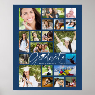 Poster Script de Colagem de Fotografias do Formando Blue 
